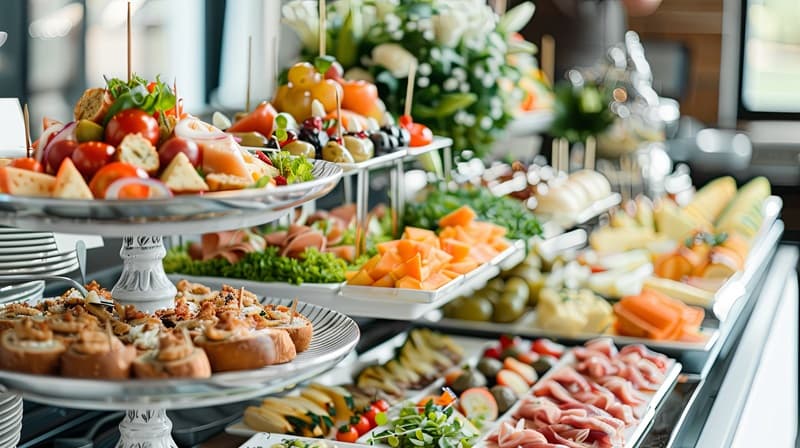 Buffet élaboré par un traiteur